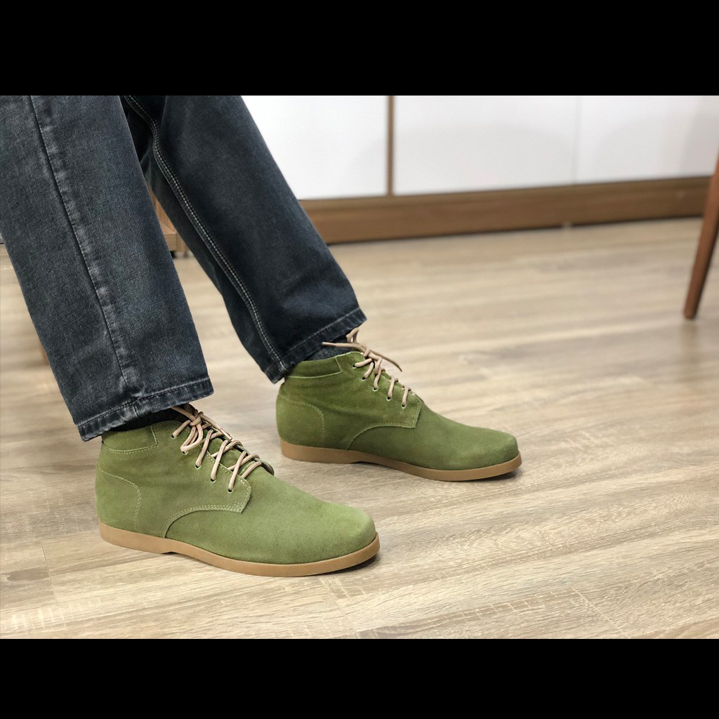 🍁RẺ VÔ ĐỊCH🍁 Giày boots nam cao cổ buộc dây đế bằng da bò lộn màu xanh Olive 1929 SueceOlive Sr7 | BigBuy360 - bigbuy360.vn