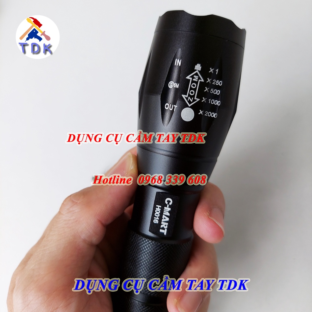 Đèn pin siêu sáng 3 chế độ H0016 C-MART dùng pin AAA