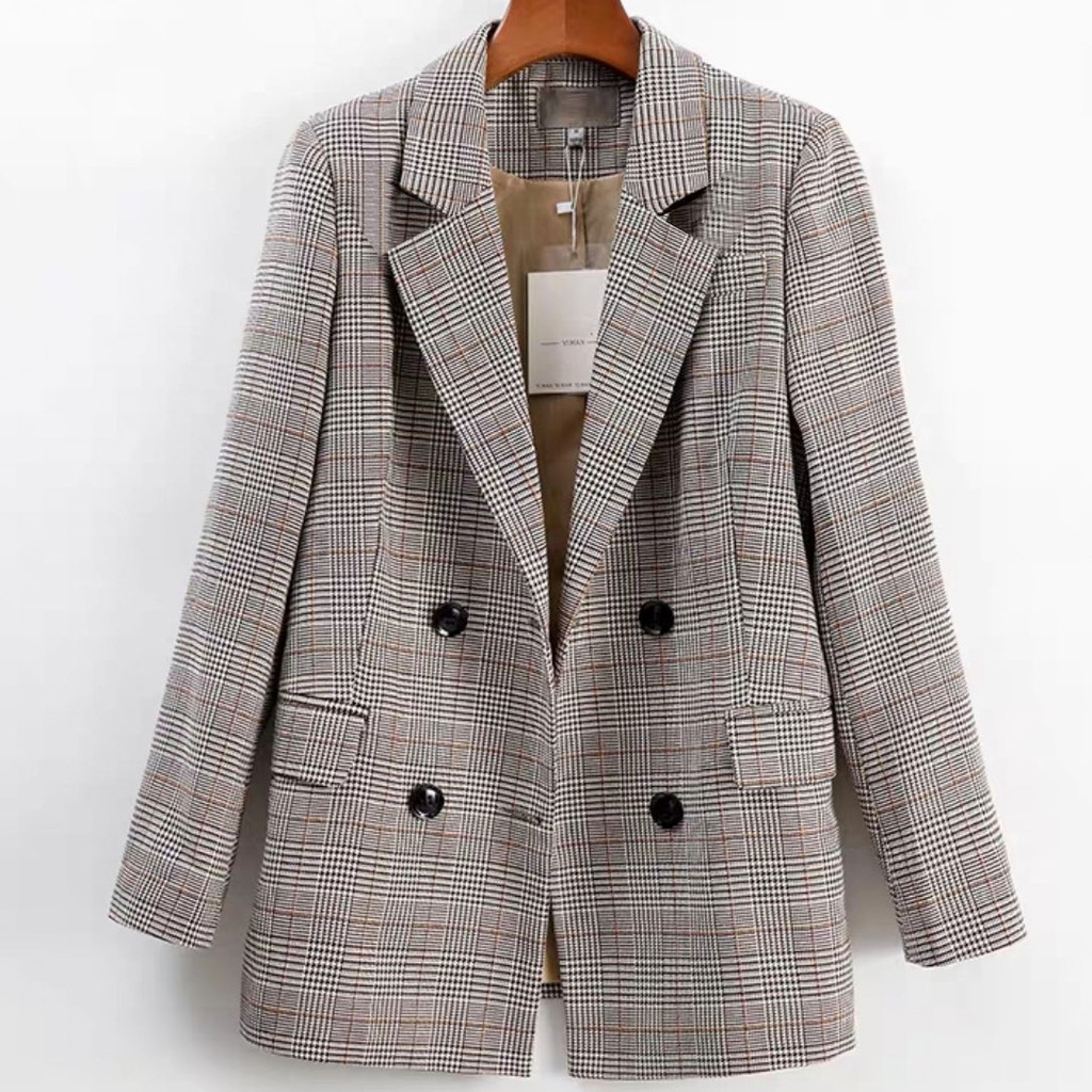 Áo balzer kẻ phong cách hàn quốc