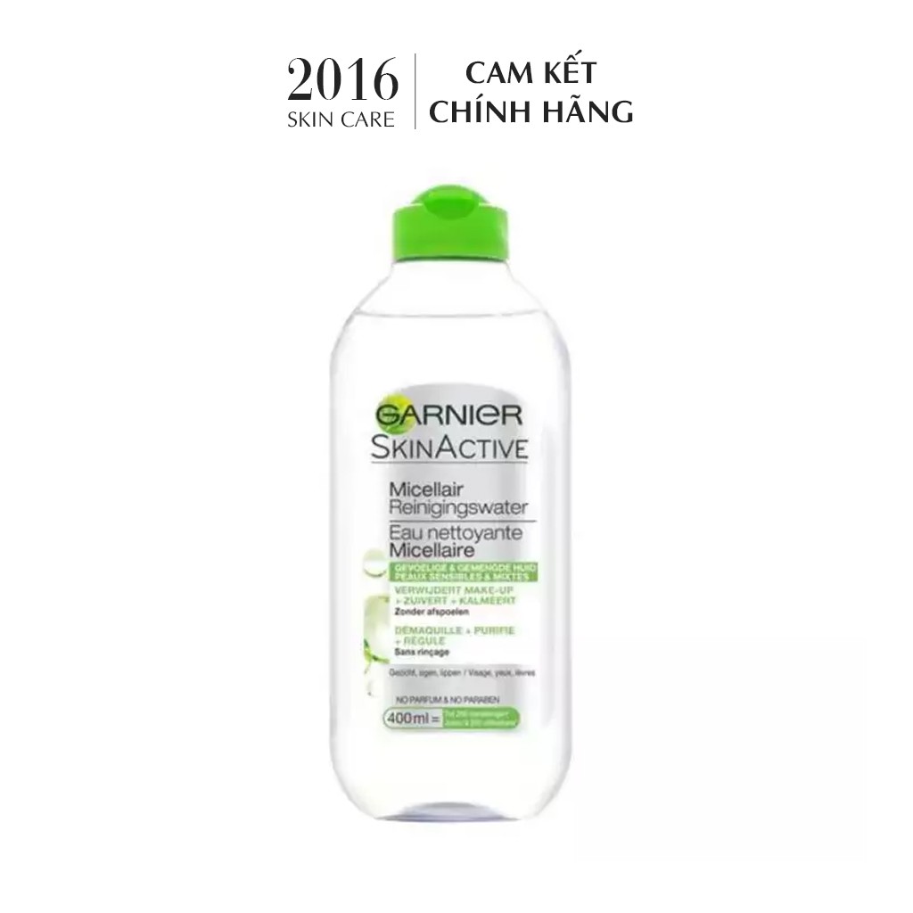 Nước Tẩy Trang Cho Da Dầu Garnier Skin Active Solution Micellaire Cleansing Water 400ml (màu xanh lá) - 2016 Skincare