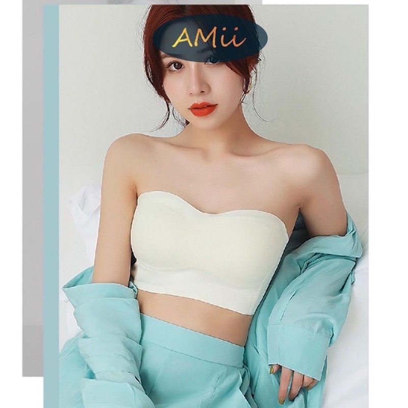 Áo ngực đúc su không gọng cúp ngang nâng ngực quyến rũ _ Áo lót bản To chống tụt không dây