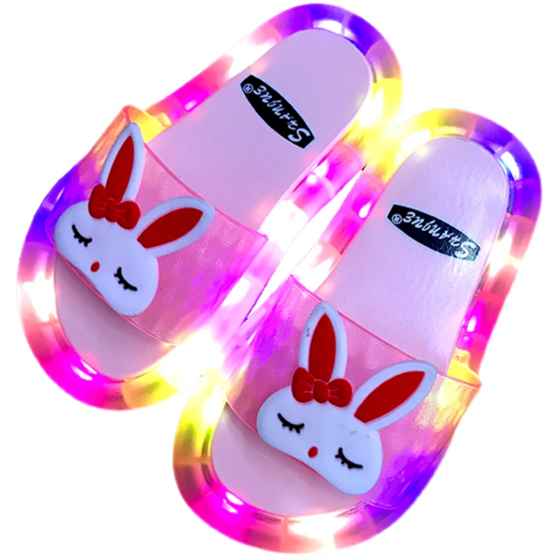 Dép Phát Sáng. Dép Đi Trong Nhà Hình Thỏ Có Đèn Nhấp Nháy Dễ Thương Thời Trang Cho Mẹ Và Bé