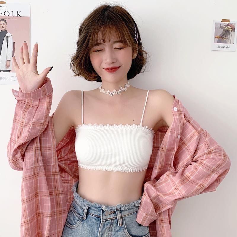 Áo Bra Gân Tăm 2 Dây Cài Sau Viền Ren Siêu Đẹp 8832