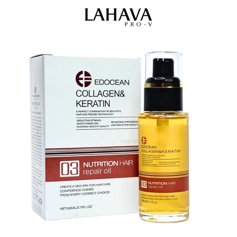 Tinh dầu dưỡng tóc bóng mượt thơm serum phục hồi uốn xoăn nhuộm collagen keratin EDOCEAN TD03