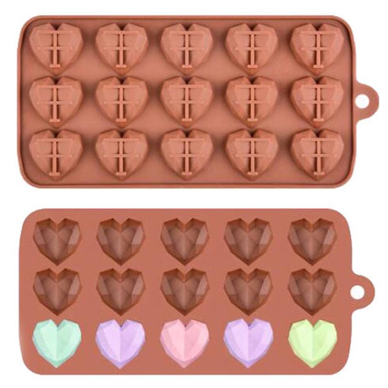 Khuôn Silicone 15 Ô Hình Trái Tim Làm Kẹo / Sô Cô La