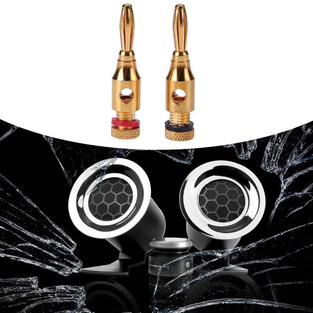 2pcs Mini Gold-plated Plugs Musical Audio Speaker Cable Wire Connectors Gadget