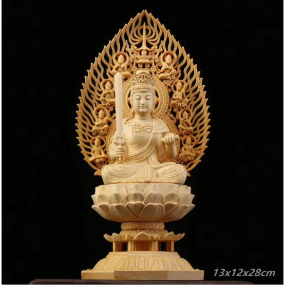 Tôn tượng Phổ Hiền và Văn Thù Bồ Tát gỗ bách hương 28cm