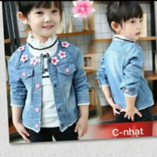 Áo khoác cho bé, Áo khoác jeans bé gái. Áo khoác bò kết hoa