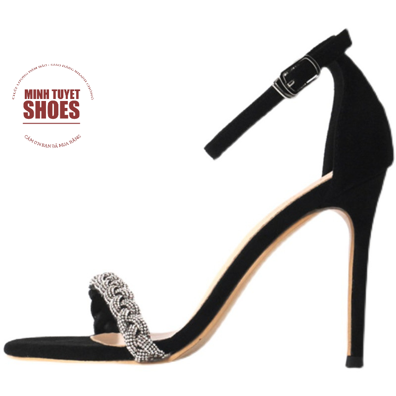 giày nữ cao gót nhọn 9cm minhtuyetshoes quai bính đá xoàn hàng thiết kế mẫu mới đẹp đi tiệc