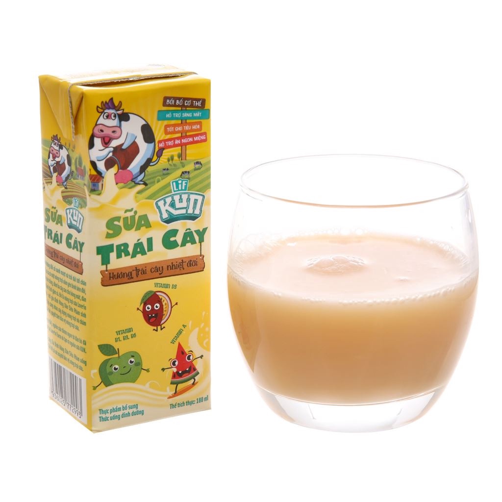 [HSD T12-2022] Thùng 48 Hộp Sữa Trái Cây LiF Kun Hương Trái Cây Nhiệt Đới 180ml