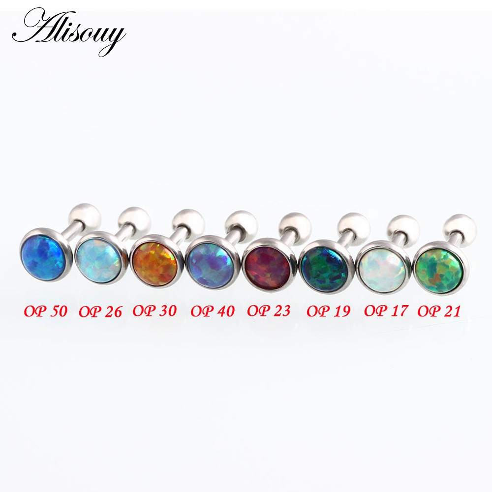Alisouy 1 Khuyên Xỏ Cơ Thể Bằng Đá opal Thời Trang 3mm 4mm 5mm
