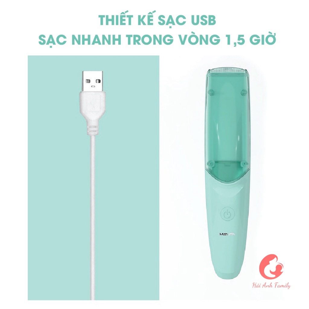 Tông đơ cắt tóc cho bé MISUTA có chức năng hút tóc  giúp bé không bị ngứa, an toàn cho bé