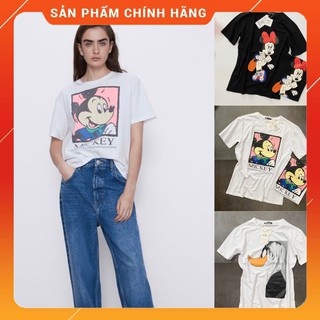 Áo Zara nữ - Áo thun Zara nữ Mickey Donald The Simpsons 100% cotton full tem tag Made in Bangladesh