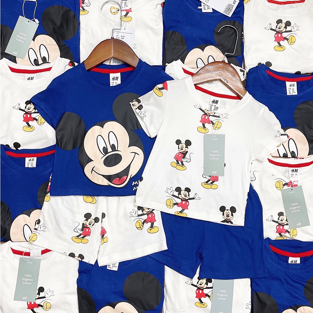Set 2 bộ cotton Mickey HM cho bé trai chất 100% cotton siêu mềm