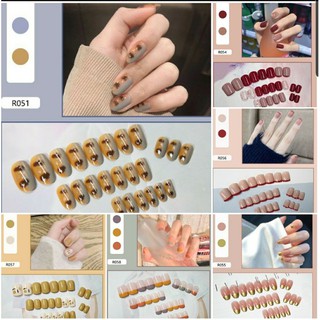 Bộ 24 móng tay giả dán chống thấm nước thao tác đơn giản R050- R060