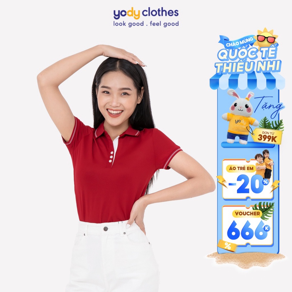 (Sỉ) Áo thun phông nữ YODY Coolmax cổ bẻ ngắn tay cao cấp APN3516 (ảnh thật)
