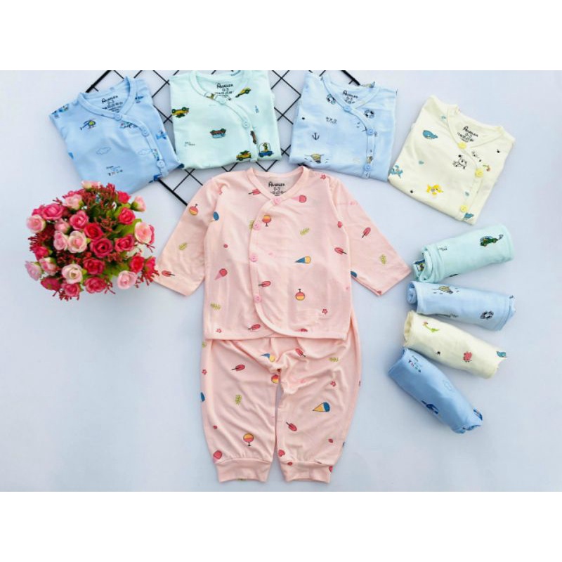 {3-9kg} Bộ dài tay sơ sinh chất thun lạnh Petit đẹp