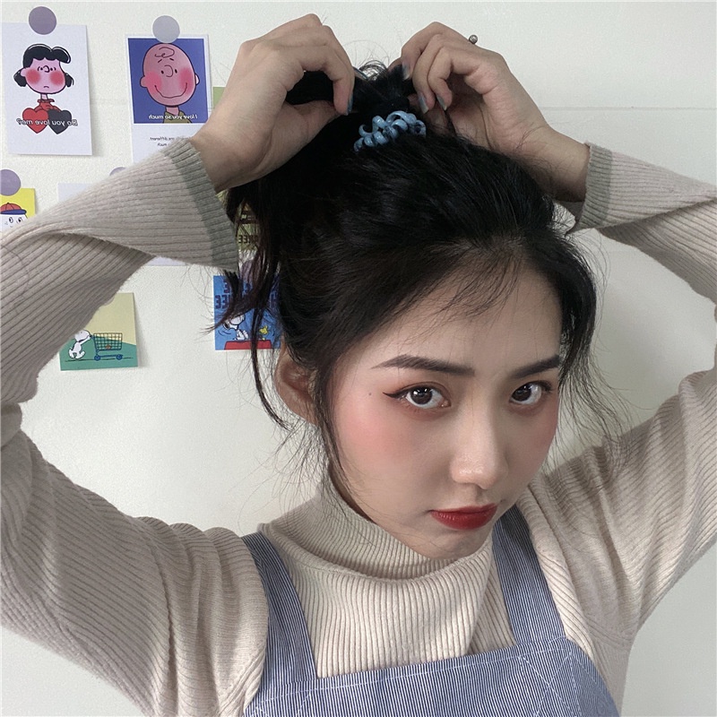 Dây Buộc Tóc Co Giãn Màu Trơn Không Để Lại Dấu Vết Dành Cho Nữ