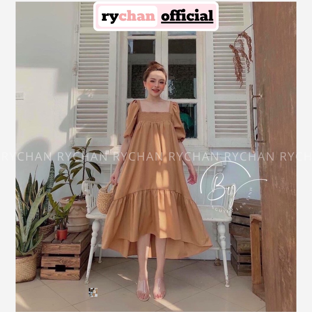 Đầm Suông Đuôi Cá Tay Phồng Form To Thoải Mái - DS962