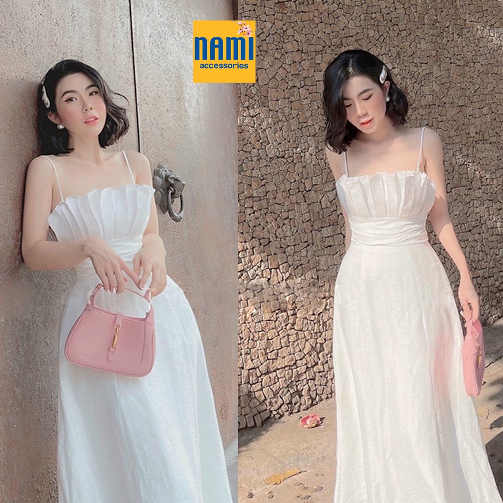 ( HÀNG CHUẨN ĐẸP ) Đầm Maxi Hai Dây Xếp Ly Ngực Gợi Cảm Tiệc Tùng Sang Trọng Quý Phái Mặc Tết Hết Sẩy - ATNU004