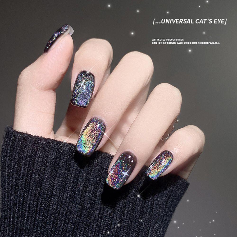 XIANSTORE Nail Art Colorful Reflective Glitter UV Gel Magnetic Gel 15ml Rainbow Cat Eye Nail Gel Winter Nail Polish Sparkling Auroras Soak Off Holographic Glitter