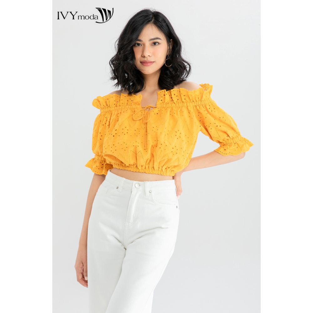 Áo croptop nữ trễ vai IVY moda MS 16B8488