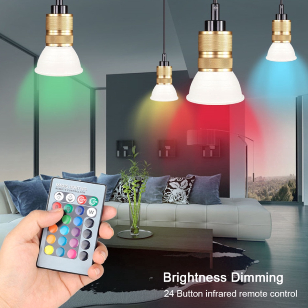 Bóng Đèn Led E27 3W 5W 10W 15W Nhiều Màu RGB Kèm Remote Điều Khiển Từ Xa 220V