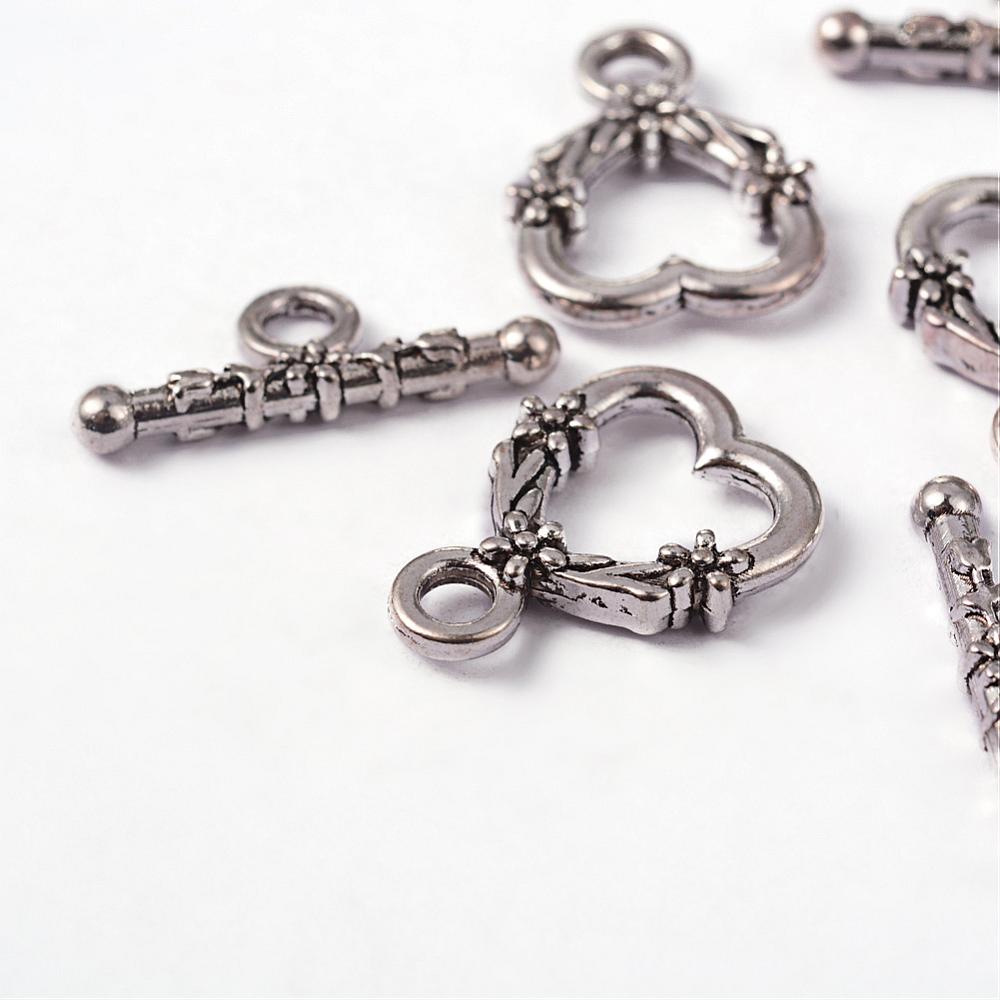 10-20 Bộ Móc Khóa Bằng Bạc Tây Tạng Không Chứa Niken Và Chì Hình Trái Tim