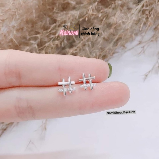 Bông tai bạc nhỏ nhắn xinh xắn, mẫu mới lạ độc đáo Mainomi Shop Bạc Xinh