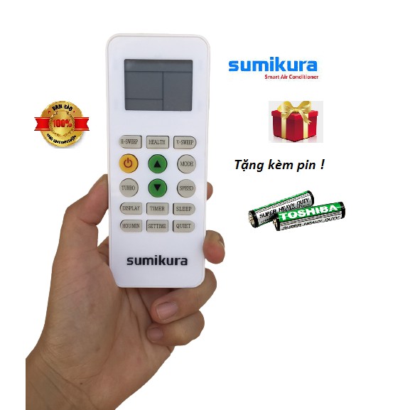 Remote Điều khiển Điều hòa Sumikura nút tắt mở màu vàng ,Remote Sumikura 2 nút xanh