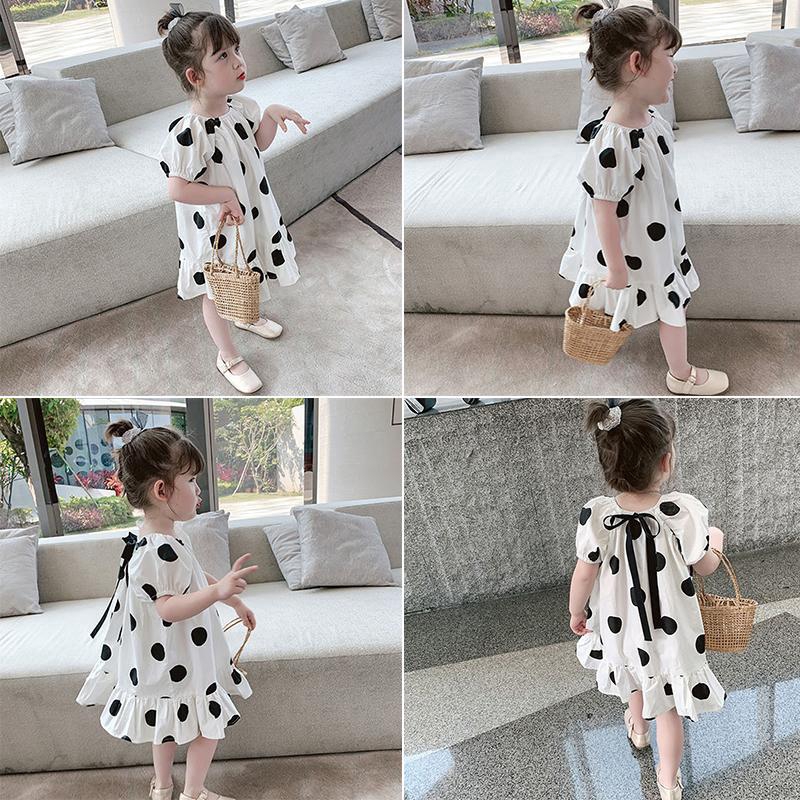 Đầm họa tiết chấm bi thời trang mùa hè cho bé 1-7 tuổi