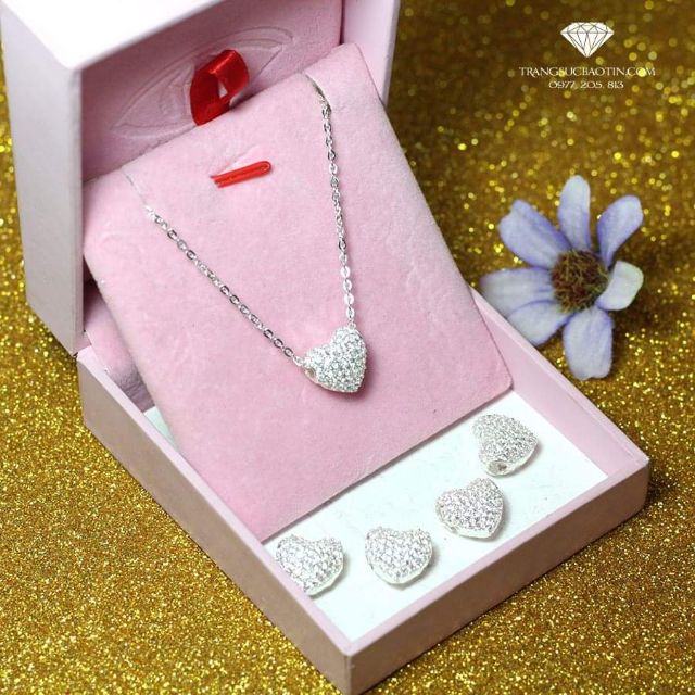 Dây chuyền mặt tim đá bạc