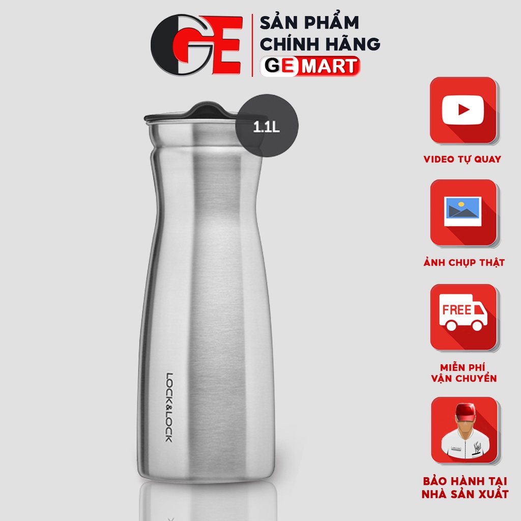 Bình nước bằng thép không rỉ 1.1L lock&lock bình nước cho bé đi học bình giữ nhiệt kute chính hãng LHC7014