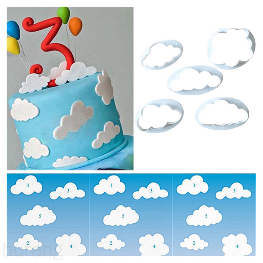 Set 5 khuôn silicone tạo hình đám mây trang trí bánh