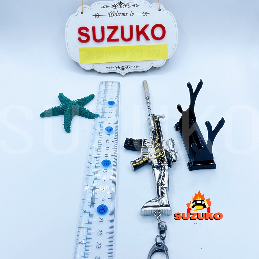 Mô hình kim loại lắp ráp SCAR pubg đồ chơi lắp ghép mini Skin Gold Keel 21cm đồ chơi lắp ghép Tặng kệ đỡ trưng bày