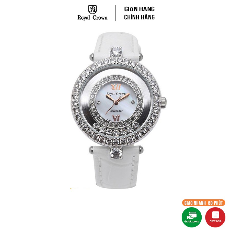 Đồng hồ nữ chính hãng Royal Crown 3628ST dây da trắng