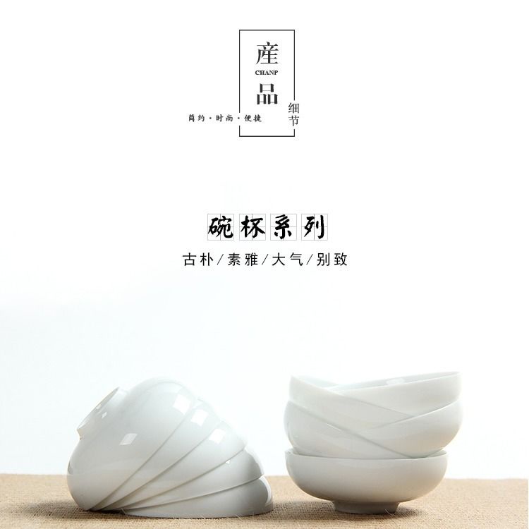 Bộ Tách Uống Trà Bằng Sứ Pu Màu Trắng Xanh Dương Vẽ Tay Phong Cách Kung Fu P1C6