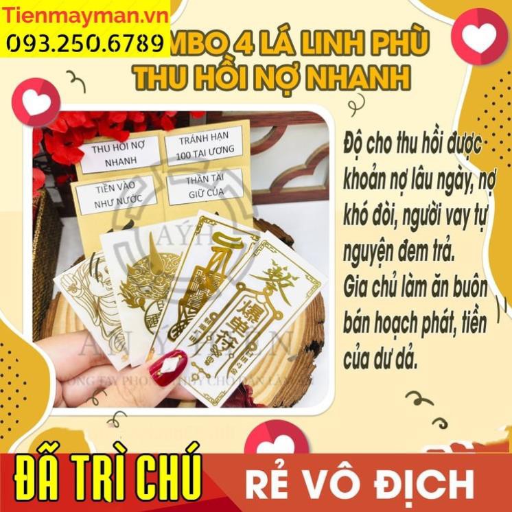 COMBO 4 MIẾNG linh phù Thu H.ồi N.ợ Nhanh, miếng dán điện thoại đẹp lung linh, tài lộc