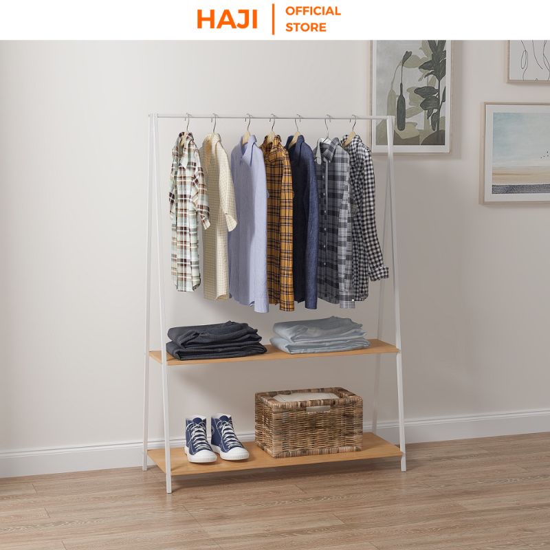 Kệ áo quần kết hợp treo và gấp gọn thông minh khung sắt chống gỉ chịu lực tốt HAJI C03