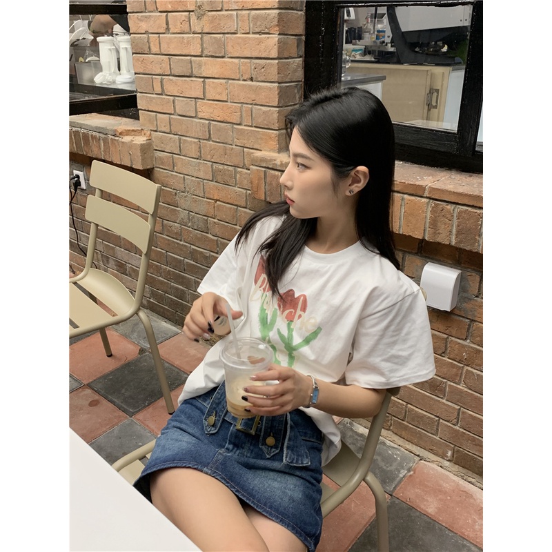 Áo Thun Cotton Trơn Dáng Rộng Thoáng Khí Ngắn Tay Thời Trang 49378