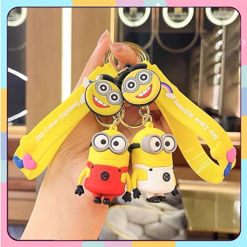 Móc khoá Minion siêu đáng yêu có tag PVC treo túi xách balo móc treo chìa khóa xe máy ô tô