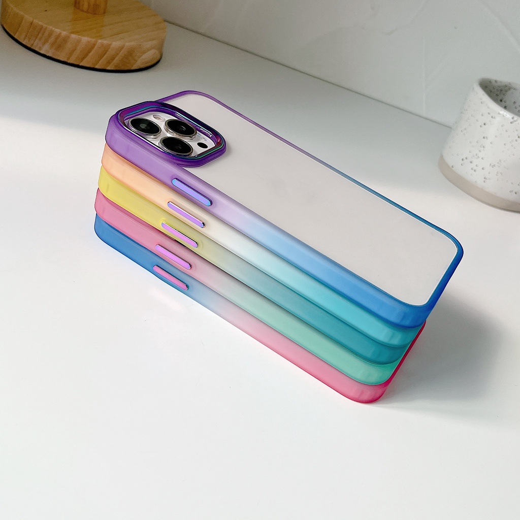 Ốp Điện Thoại Kim Loại Màu Gradient Cho iPhone 11 12 13 pro 13 pro max