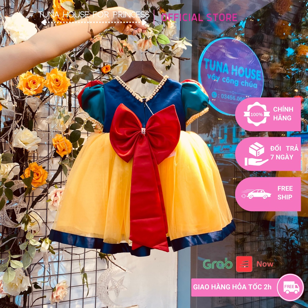 Váy đầm xoè công chúa thiết kế cho bé gái mẫu Bạch Tuyết trơn cute - Tuna House For Princess