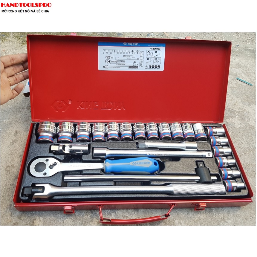 1/2″ Bộ tuýp 24 chi tiết hệ mét 8-32mm Kingtony 4526MR03