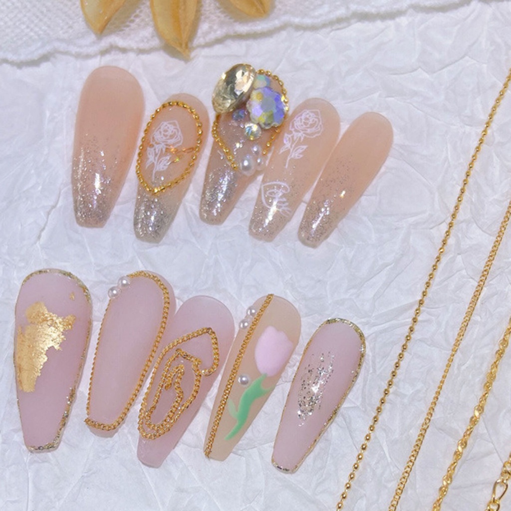 Dây Xích Kim Loại 3D Đa Năng Trang Trí Móng Tay DIY Cho Nữ