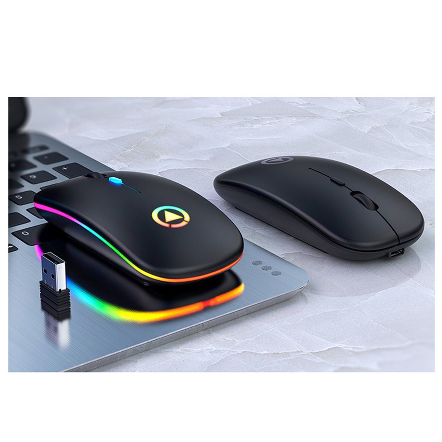 ⚡Chuột Quang Không Dây A2 Siêu Mỏng Có Thể Sạc Lại Kèm Đầu Nhận USB Cho laptop