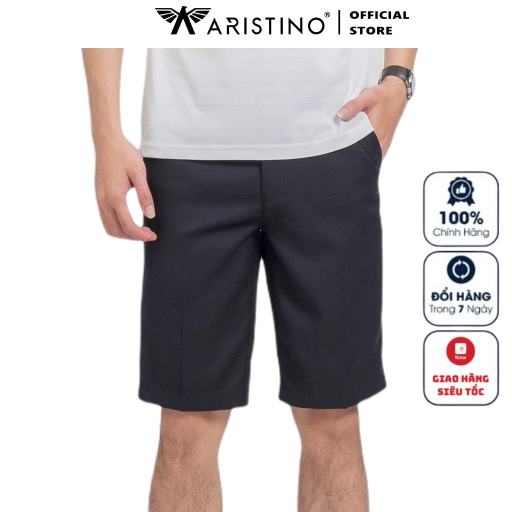 Quần Short Nam Aristino ASO035S9 Quần Short Âu Màu Đen Dáng Regular Fit