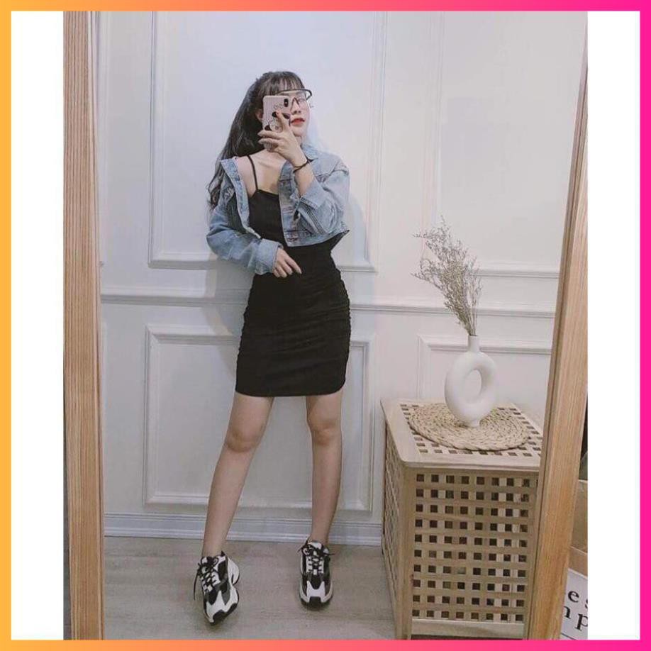 Váy Body 2 Dây Dúm Eo Nữ, Đầm 2s trơn dáng ôm co giãn màu ĐEN | TRẮNG | TÍM Ulzzang SIÊU ĐẸP | BigBuy360 - bigbuy360.vn