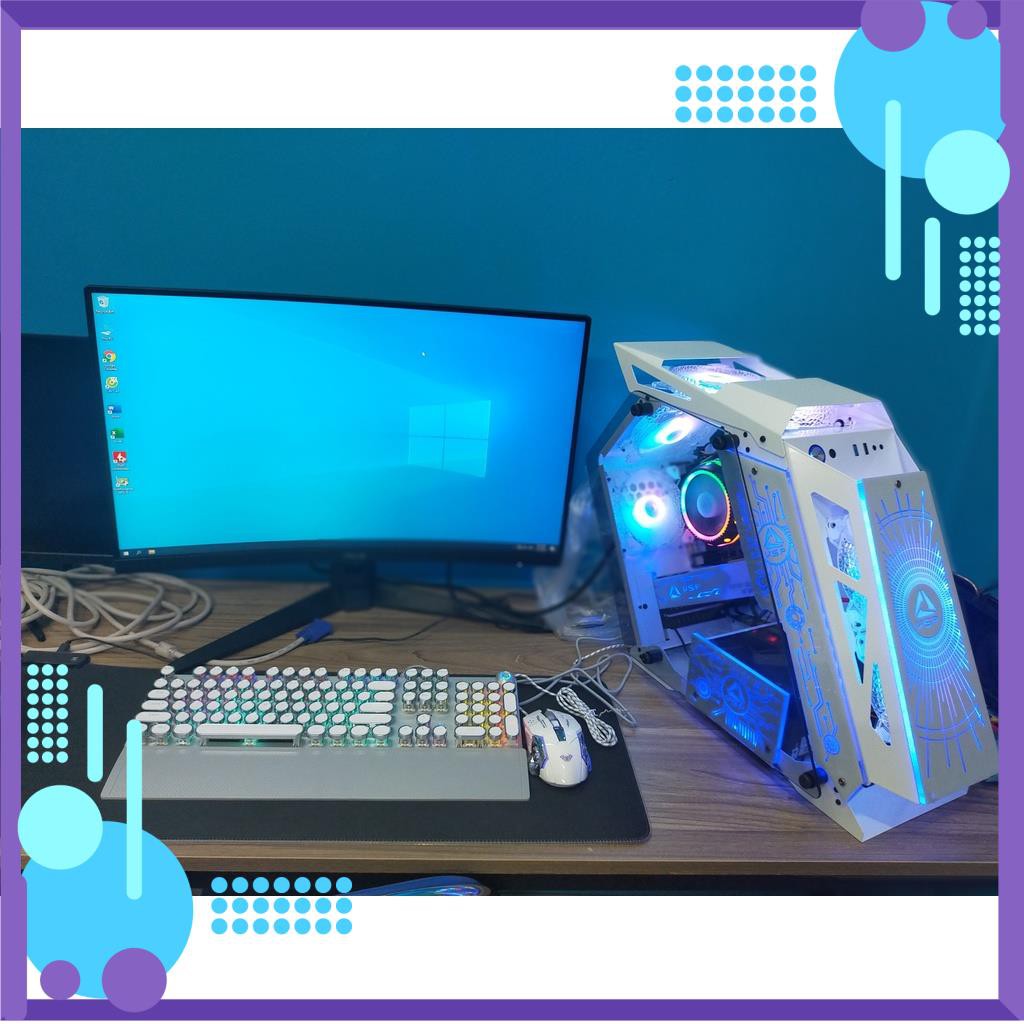 Máy Bộ GAMING màu trắng FULL phím chuột led Chơi các loại game [Xả Lỗ Hôm Nay]