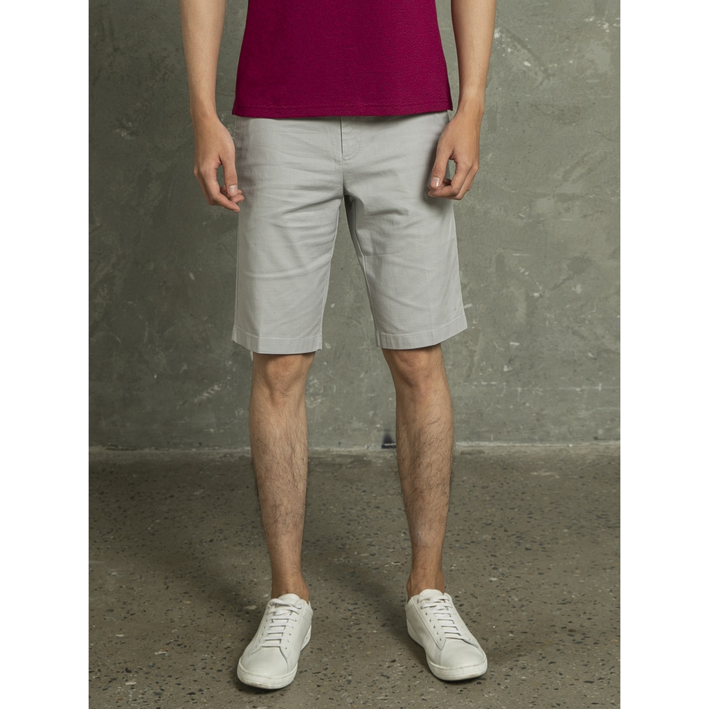 Quần Short Nam Aristino ASO009S1 Quần Short Kaki Màu Xám 36 Slub Dáng Regular Fit